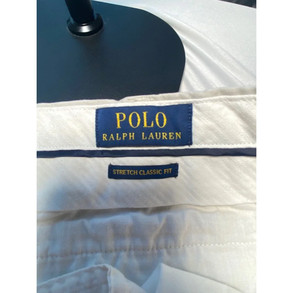 Polo Ralph Lauren Mens Stretch Classic Fit Chino Pants Cream 40x30 Distressed